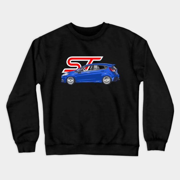 Performance Blue Ford Fiesta ST Crewneck Sweatshirt by cowtown_cowboy